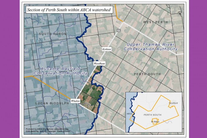 Section of Perth South within ABCA watershed - map