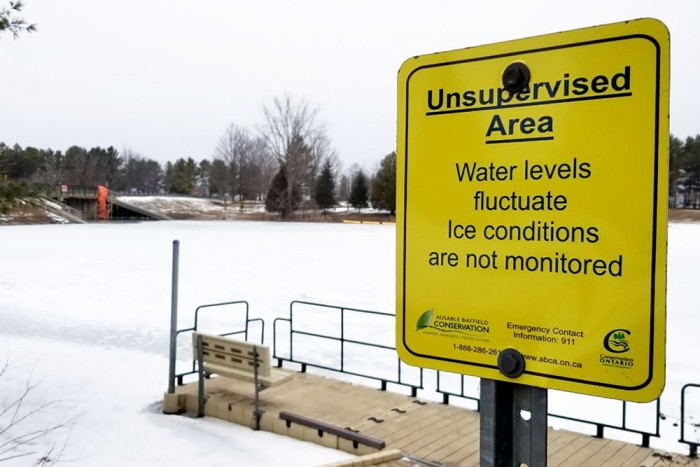 Keep away from watercourses during times of high, fast-flowing water and melting ice and stay safe.