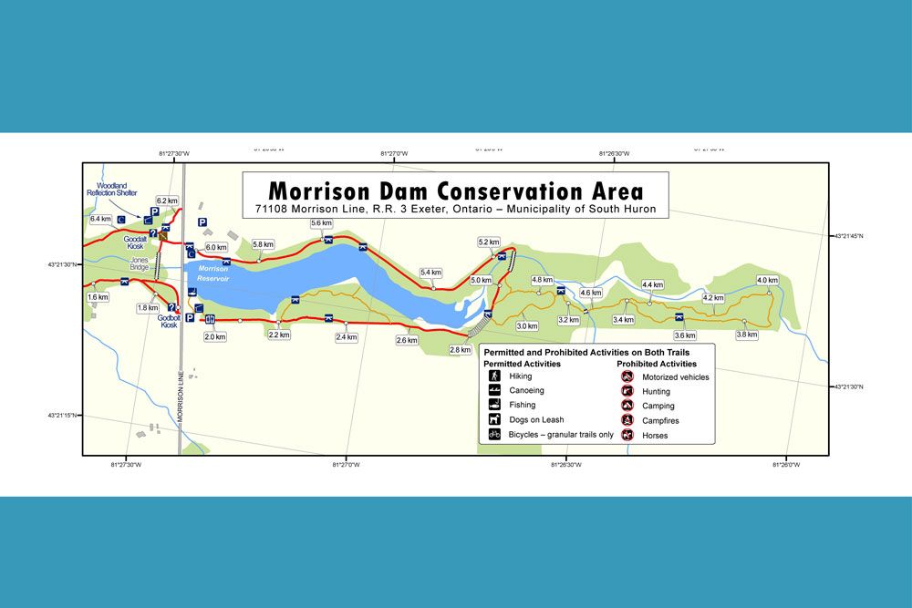 A map of South Huron Trail section at MDCA.
