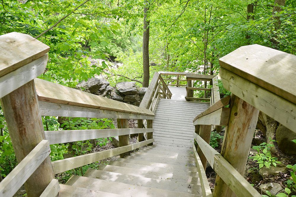 A file photo of stairs at Rock Glen Conservation Area.