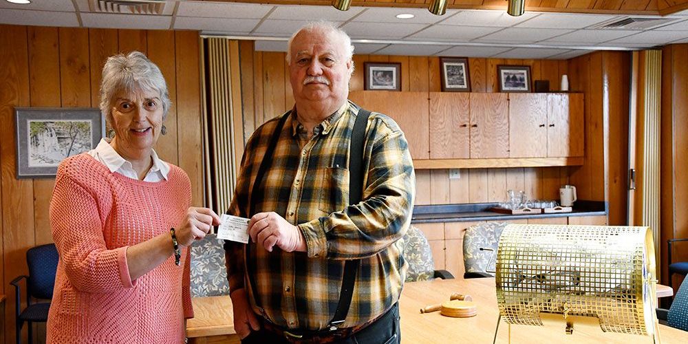 Drawing of winning 50-50 raffle ticket.