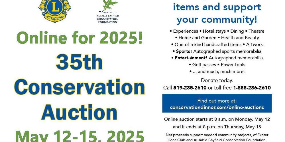 An image promoting May 12-15, 2025 online auction.