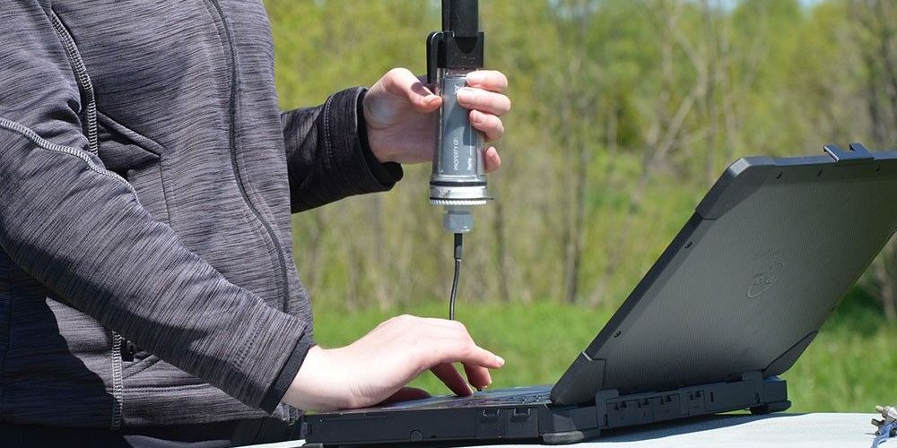 A file photo of laptop for entering water quality data.