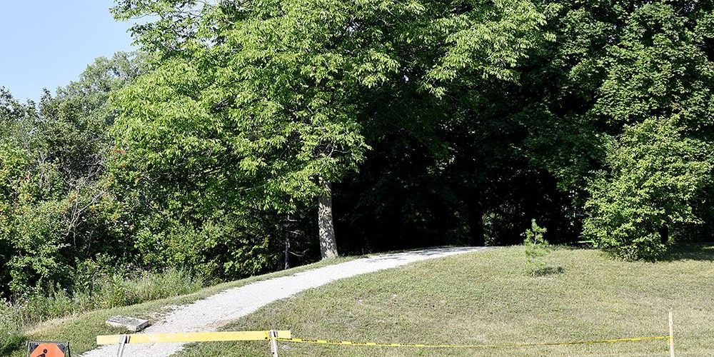 A photo of barricade at trail east of Morrison Line.